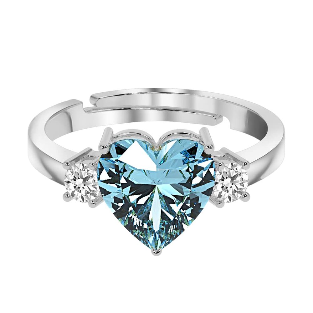Clara 925 Silver Sky Blue Heart Pendant Earring Chain Bracelet Ring Women