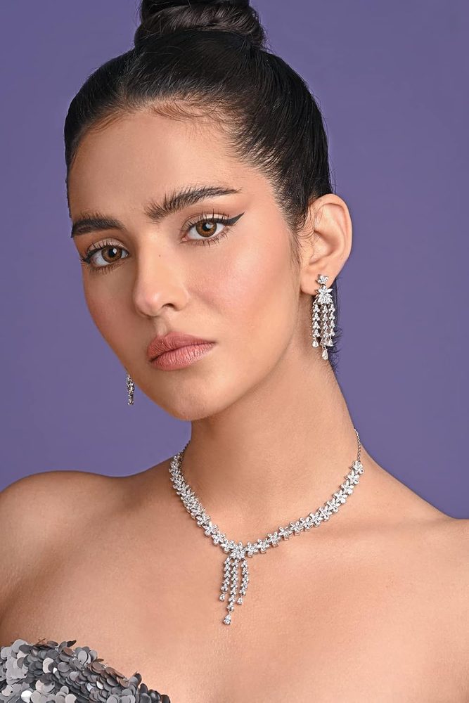 Clara 925 Sterling Silver Shiza Necklace Jewellery Set With Earrings