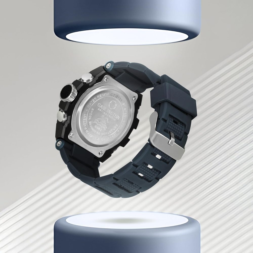 Carlington Endurance Series Analog-Digital Sports Watches for Men and Boys with Alarm, Stopwatch, Backlit Display, Dualtime, Silicone Rubber Strap, Water & Shock Resiatant - CT_9105