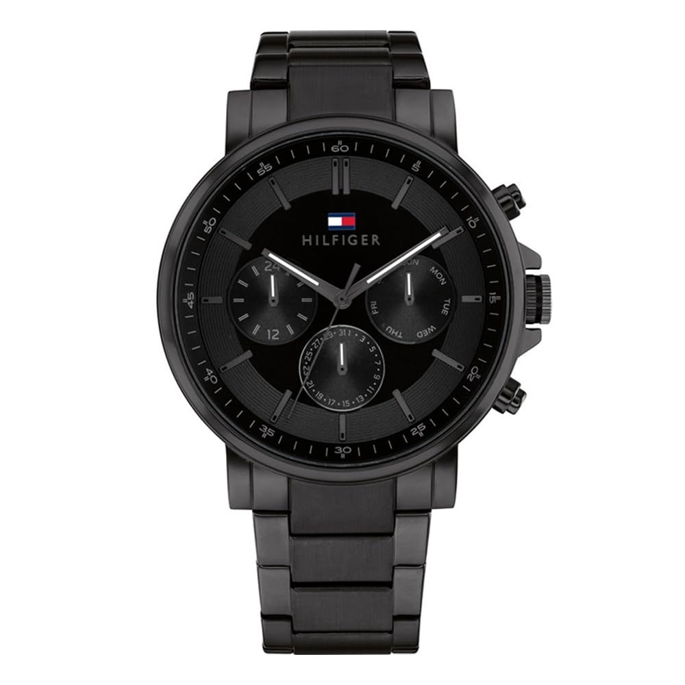 Tommy Hilfiger Quartz Multifunction Black Stainless Steel Strap for Men-TH1710590