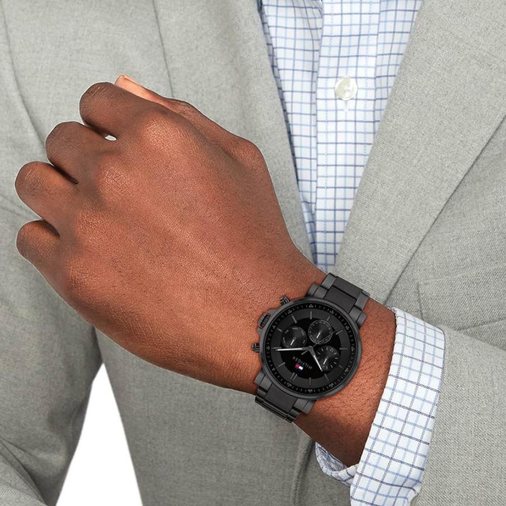Tommy Hilfiger Quartz Multifunction Black Stainless Steel Strap for Men-TH1710590