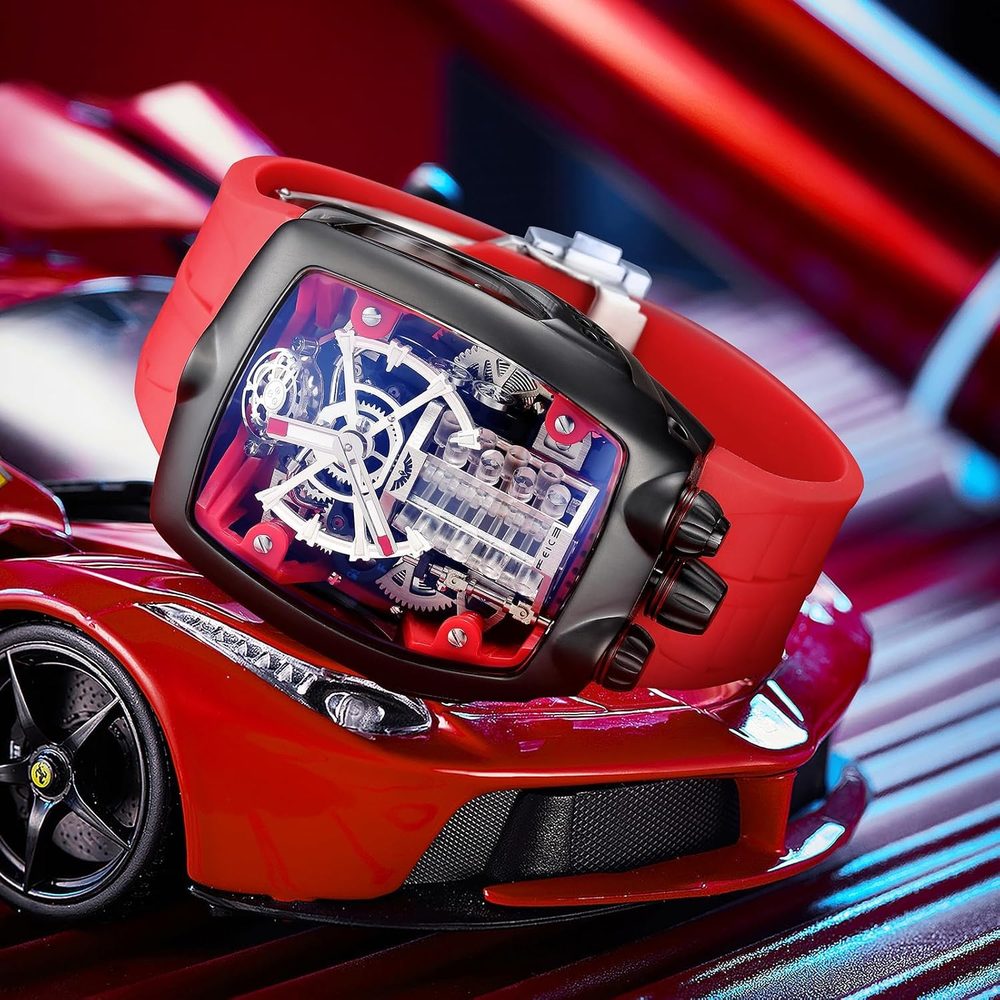 FEICE Watches for Men Automatic Skeleton Watch Waterproof Mineral Glass Japanese Movement Supercar Wristwatch Anti Shock Business Tourbillon FM666