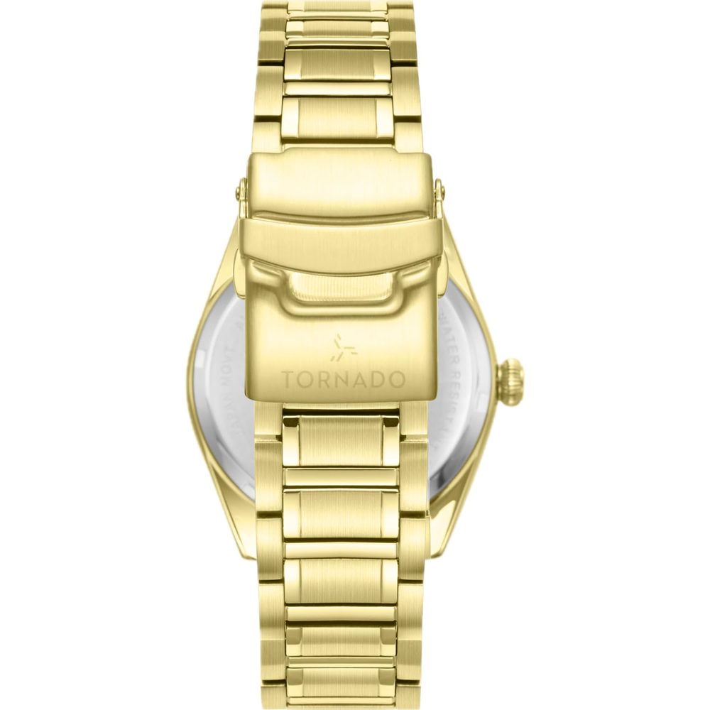 Tornado Celestia Classic Men's Miyota 2115-6 Movement Watch, Analog Display and Solid Stainless Steel, Brushed and Polished Bracelet Strap - T8007-GBGH, Gold