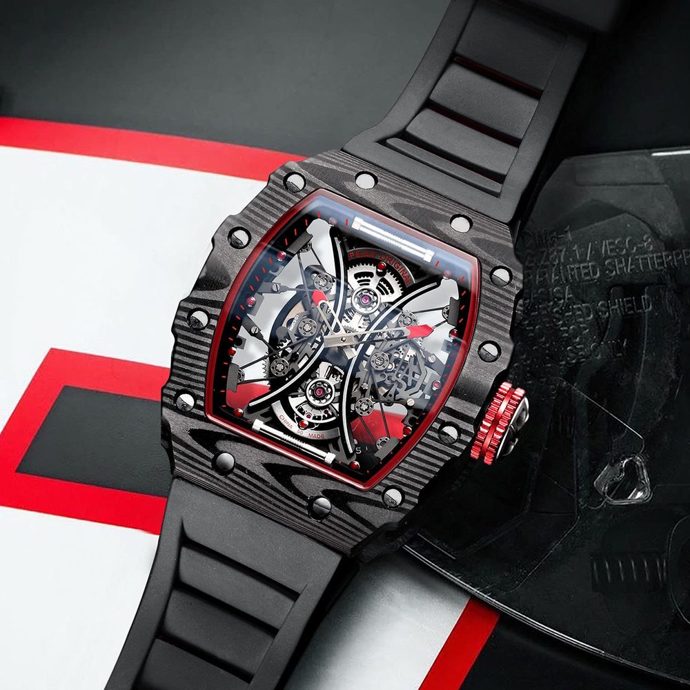 FEICE Men's Automatic Wrist Watch Sapphire Crystal Japanese Movement Skeleton Mechanical Watch Waterproof Sports Wristwatch - FM602 Watch