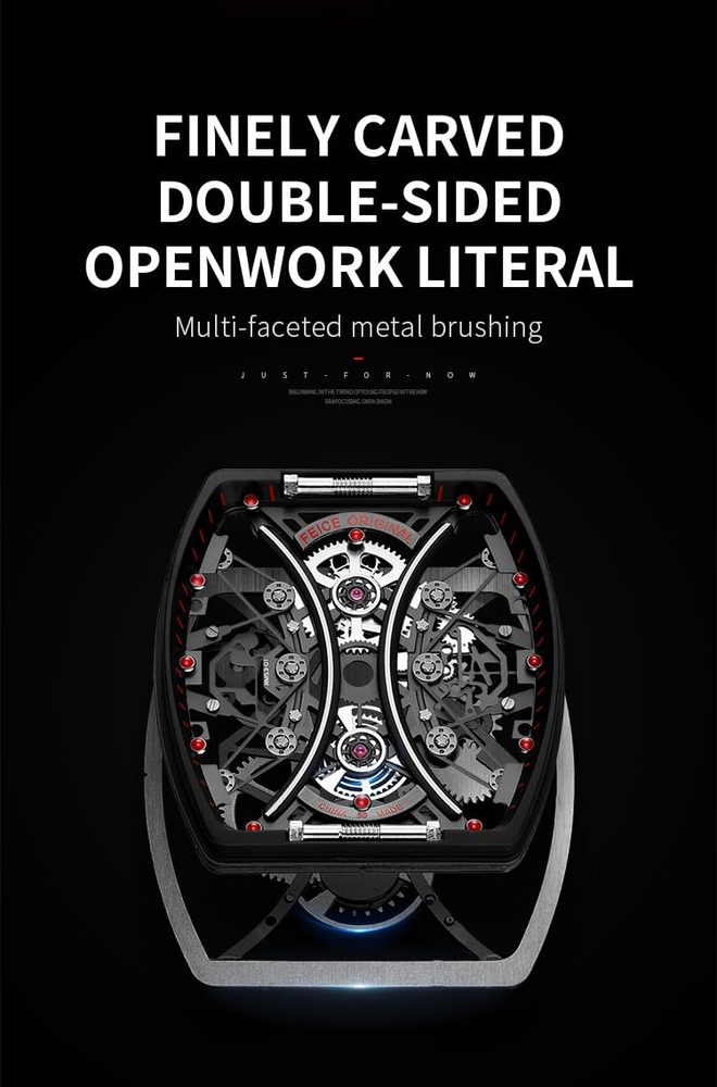 FEICE Men's Automatic Wrist Watch Sapphire Crystal Japanese Movement Skeleton Mechanical Watch Waterproof Sports Wristwatch - FM602 Watch