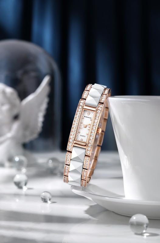 Giordano Luxury Crystal Studded Bracelet Watch for Women - Elegant Rectangular Dial, Quartz Movement, Water Resistant and Stainless Steel Strap - GZ-60104