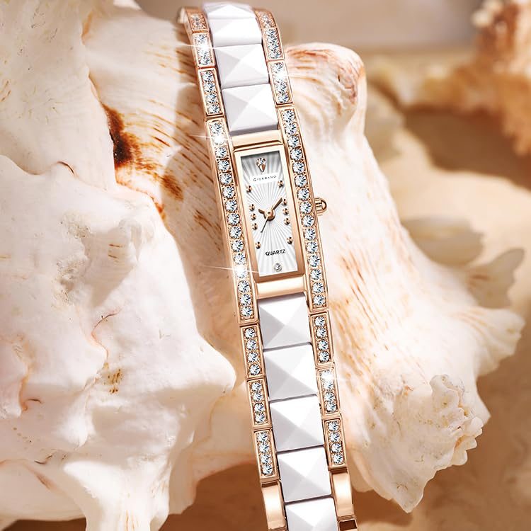Giordano Luxury Crystal Studded Bracelet Watch for Women - Elegant Rectangular Dial, Quartz Movement, Water Resistant and Stainless Steel Strap - GZ-60104