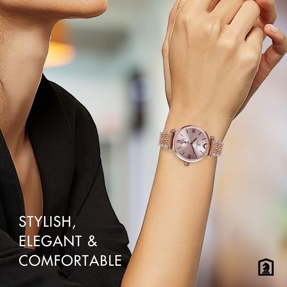CrepeS Stylish Amara Analog Watch & Zigzag Bracelet Stack for Women
