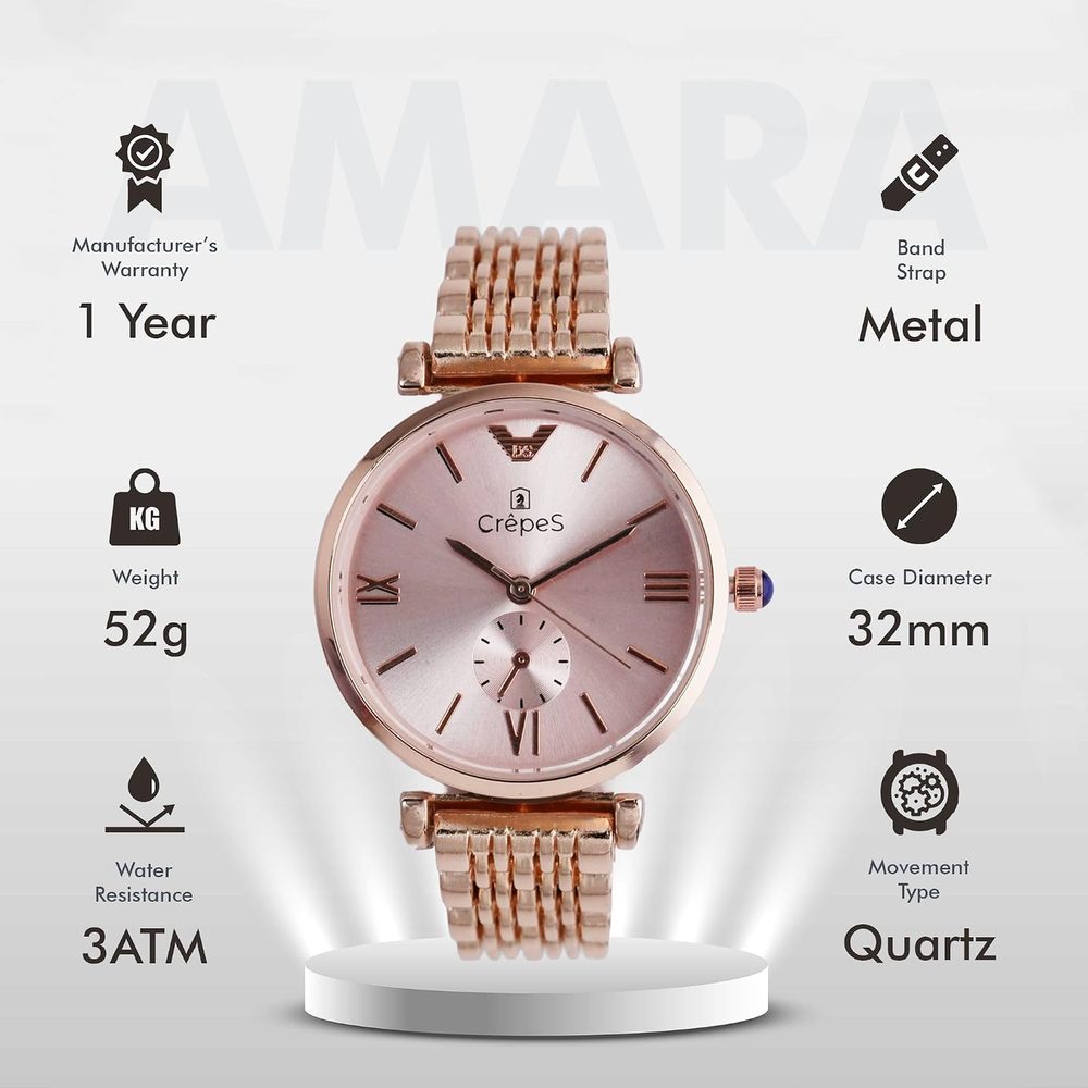CrepeS Stylish Amara Analog Watch & Zigzag Bracelet Stack for Women