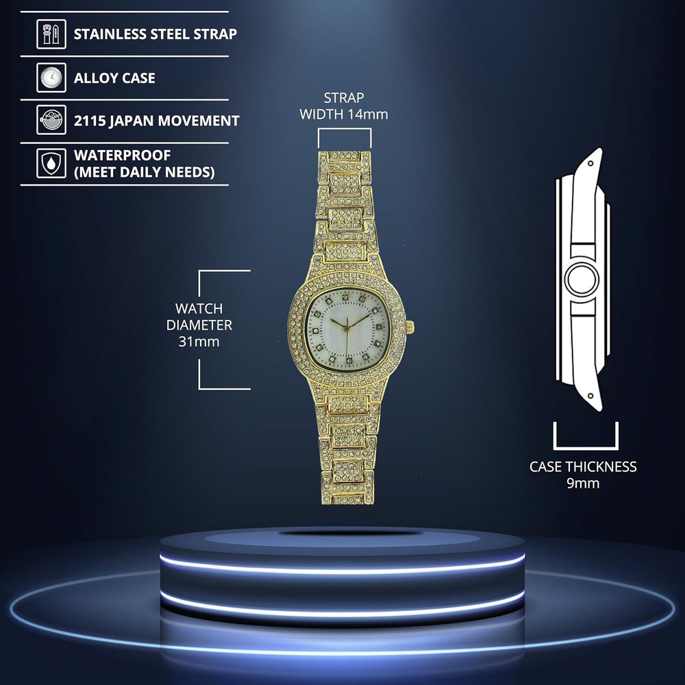 BRUNO MILANO Crystal Studded Fashionable Watch Jewellery Buckle for Women and Girls