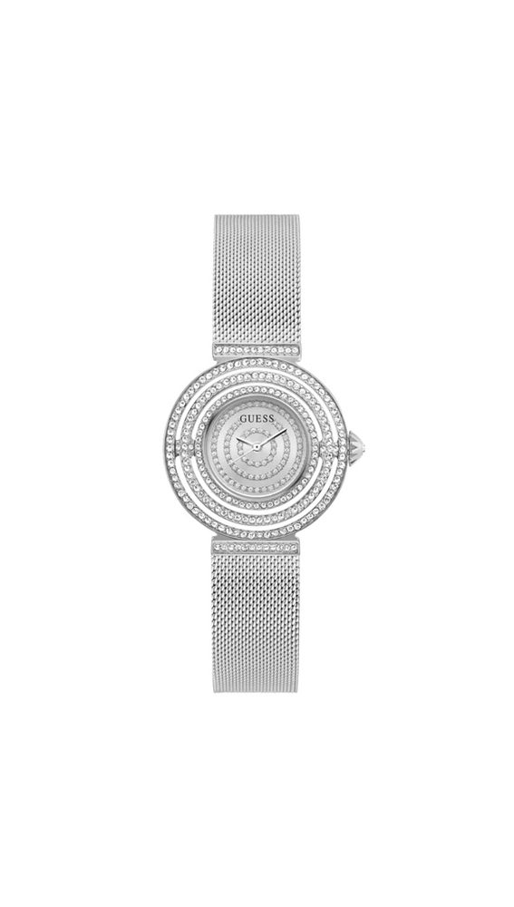 GUESS Dream Analog Watch for Women with Silver Round Dial & Silver Mesh Bracelet Band Water Resistant Women's Wrist Watches - GW0550L1