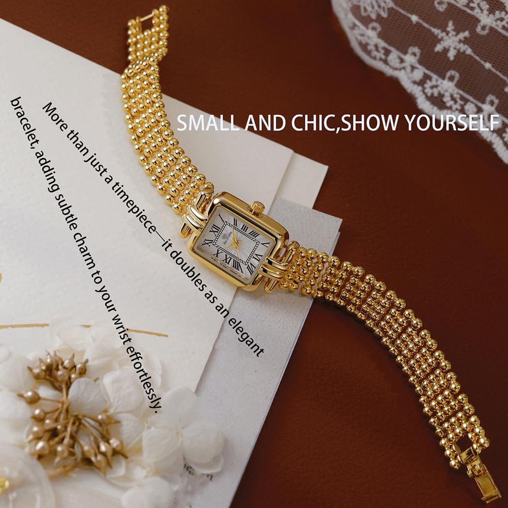 Women Vintage Roman Numerals Watch with Gold or Silver Options Square Dial 30M Waterproof Elegant Jewelry Gift