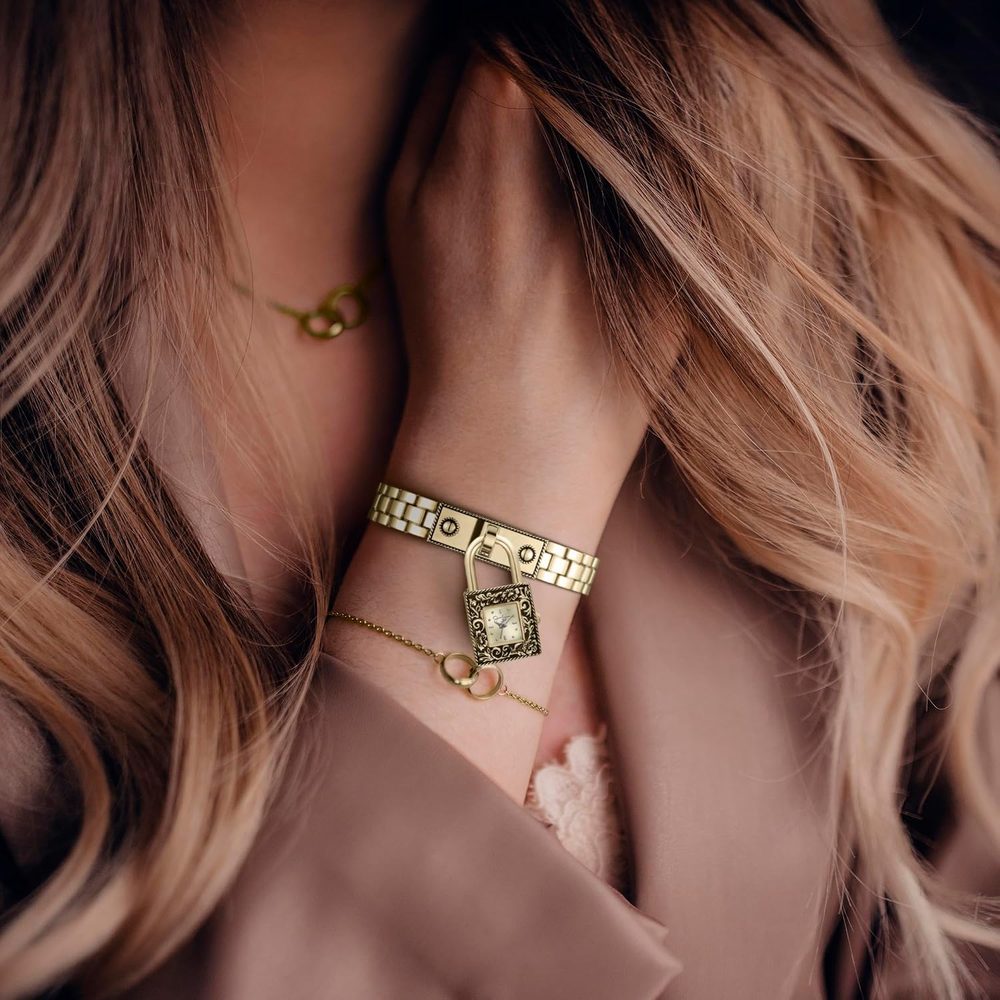 Jessica Simpson Locket Charm Watch for Women - Silver Bracelet, 20mm Square Case, Analog Quartz Movement, Adjustable Metal Band, Gift Box Included (Silver)