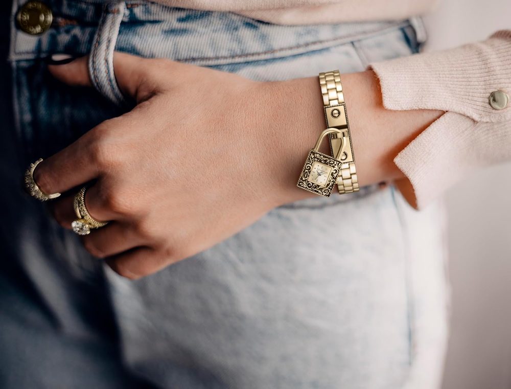 Jessica Simpson Locket Charm Watch for Women - Silver Bracelet, 20mm Square Case, Analog Quartz Movement, Adjustable Metal Band, Gift Box Included (Silver)