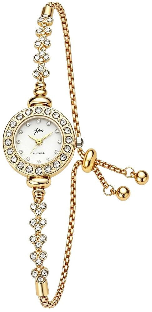 Women Crystal Bracelet Watch Elegant Heart Shaped Sliding Chain Quartz Watch for Ladies Easy Adjust Dress Wristwatch Gold Silver