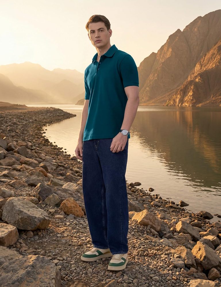 Symbol Premium Men's Cotton Stretch Solid Polo T-Shirt