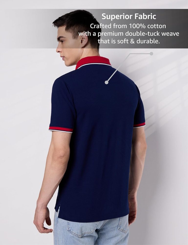 Symbol Premium Men's 100% Cotton Solid Polo T-Shirt - Regular Fit