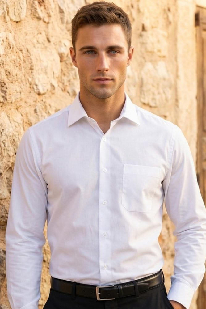 Louis Philippe Men's Regular Fit Easy to Iron Everyday wear Premium Cotton Full Sleeve Solid Formal Shirt