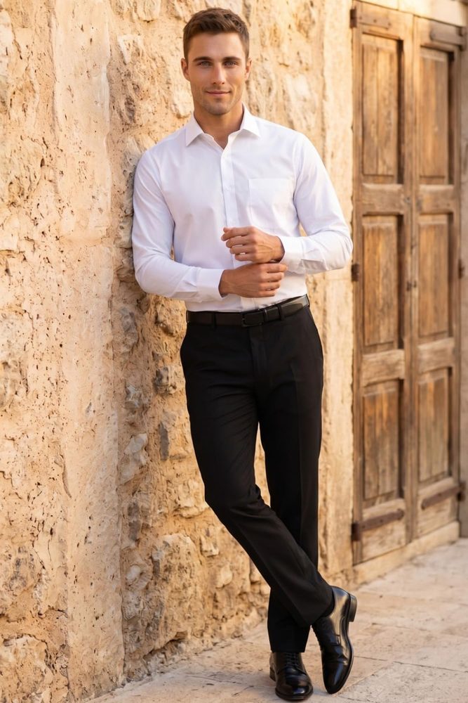 Louis Philippe Men's Regular Fit Easy to Iron Everyday wear Premium Cotton Full Sleeve Solid Formal Shirt