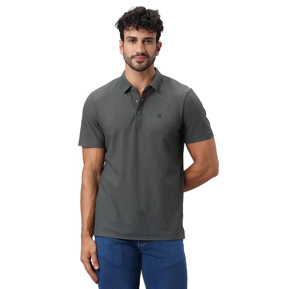 HEKTOR Men’s Bonded Snap Button Polo Bubble Jacquard