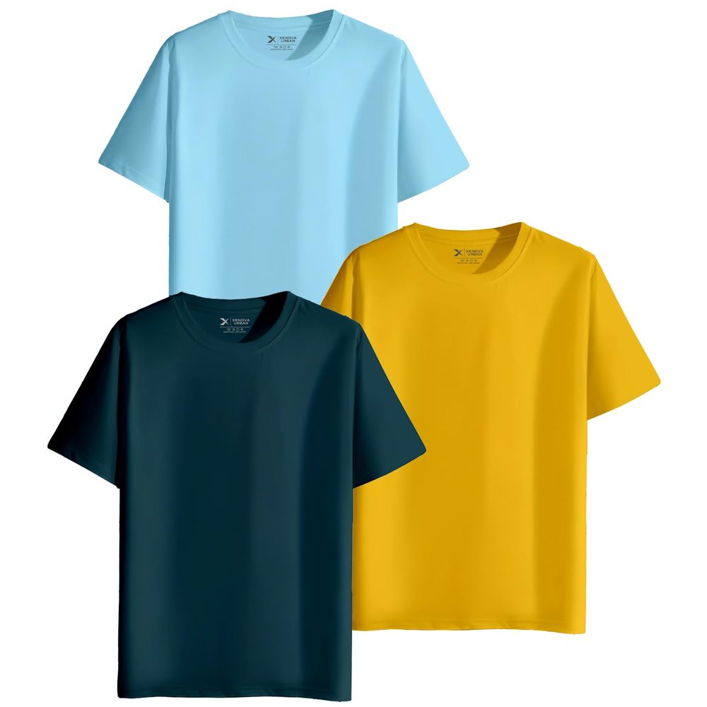XENOVAURBAN Unisex Regular Cotton Combo of 3 Solid Color Tshirt