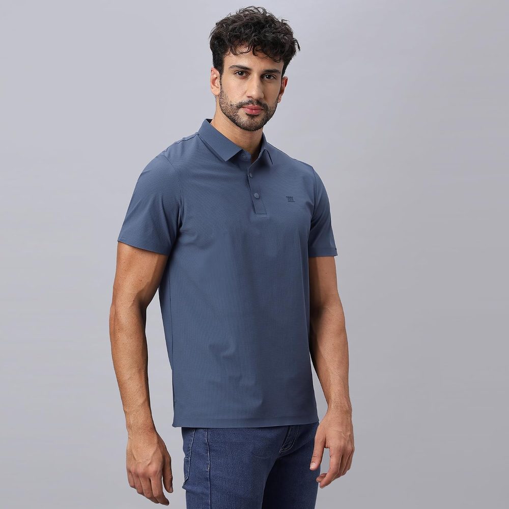 HEKTOR Men’s Bonded Snap Button Polo Big Checks|Premium Nylon|Casual Regular Fit Short Sleeve Polo T-Shirt