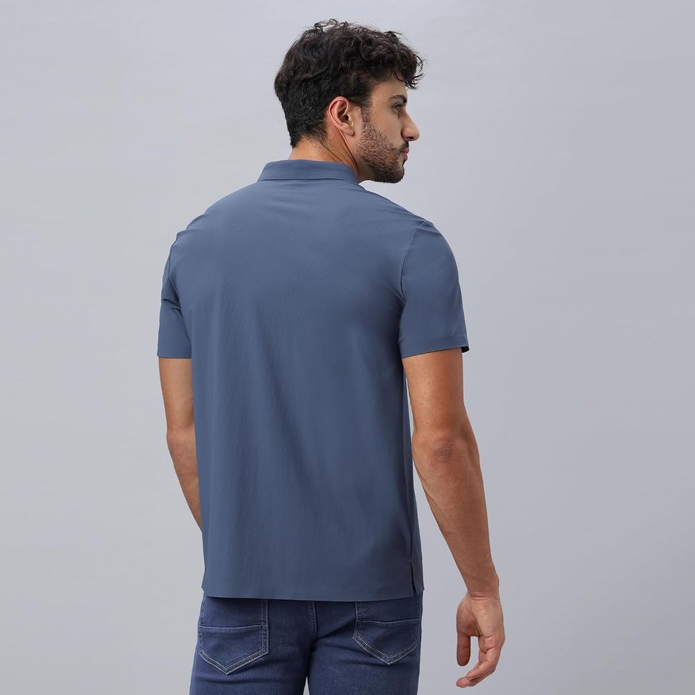 HEKTOR Men’s Bonded Snap Button Polo Big Checks|Premium Nylon|Casual Regular Fit Short Sleeve Polo T-Shirt