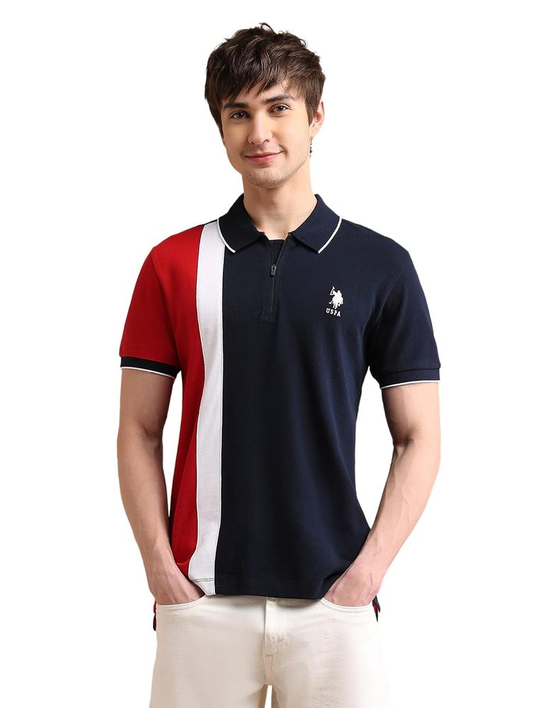 U.S. POLO ASSN. Slim Fit Polo T Shirts for Men - 100% Cotton, Half Sleeves Mens Tshirt