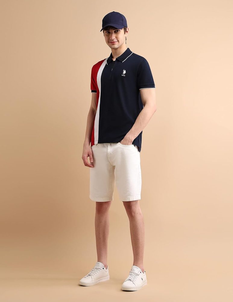 U.S. POLO ASSN. Slim Fit Polo T Shirts for Men - 100% Cotton, Half Sleeves Mens Tshirt
