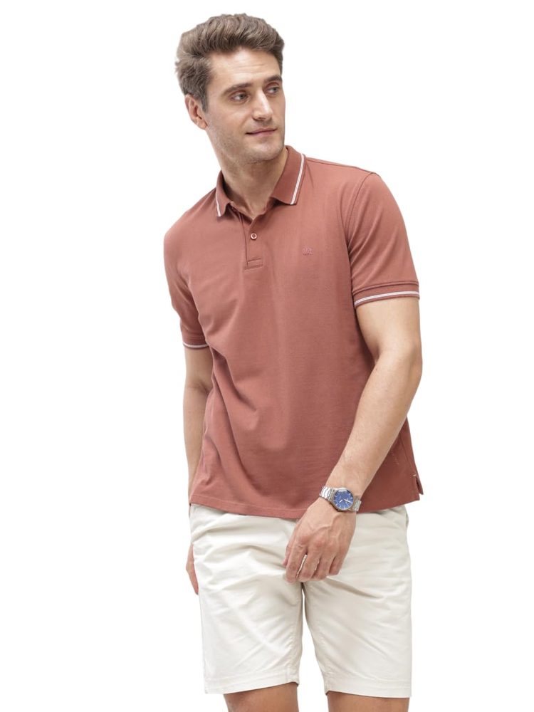 TURMS Men's Solid Polo T-Shirt, Odor Control, Stretchable & Breathable, Cotton Rich Fabric, Collared Neck, Half Sleeve