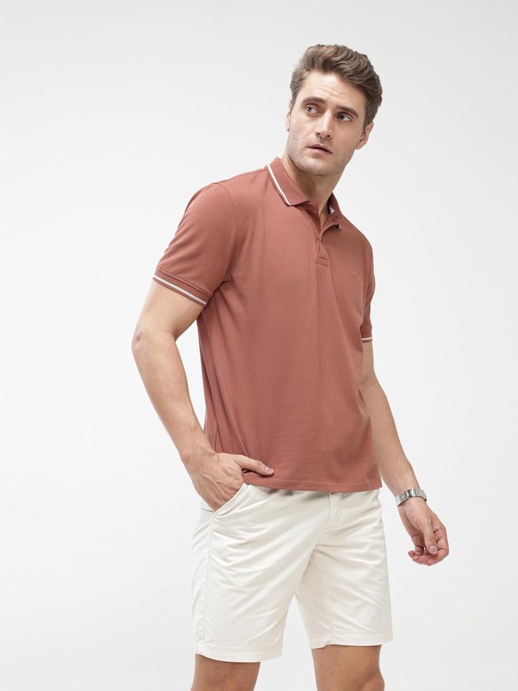 TURMS Men's Solid Polo T-Shirt, Odor Control, Stretchable & Breathable, Cotton Rich Fabric, Collared Neck, Half Sleeve