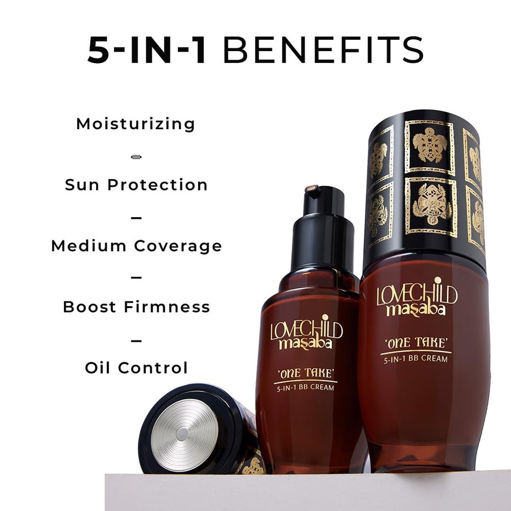 Lovechild Masaba BB Foundation One Take 5 in 1 Full Coverage SPF 20 PA++, Benefits of Serum, Primer, Moisturizer, Matte Finish for Flawless Skin,Sweet Susie (30ml)