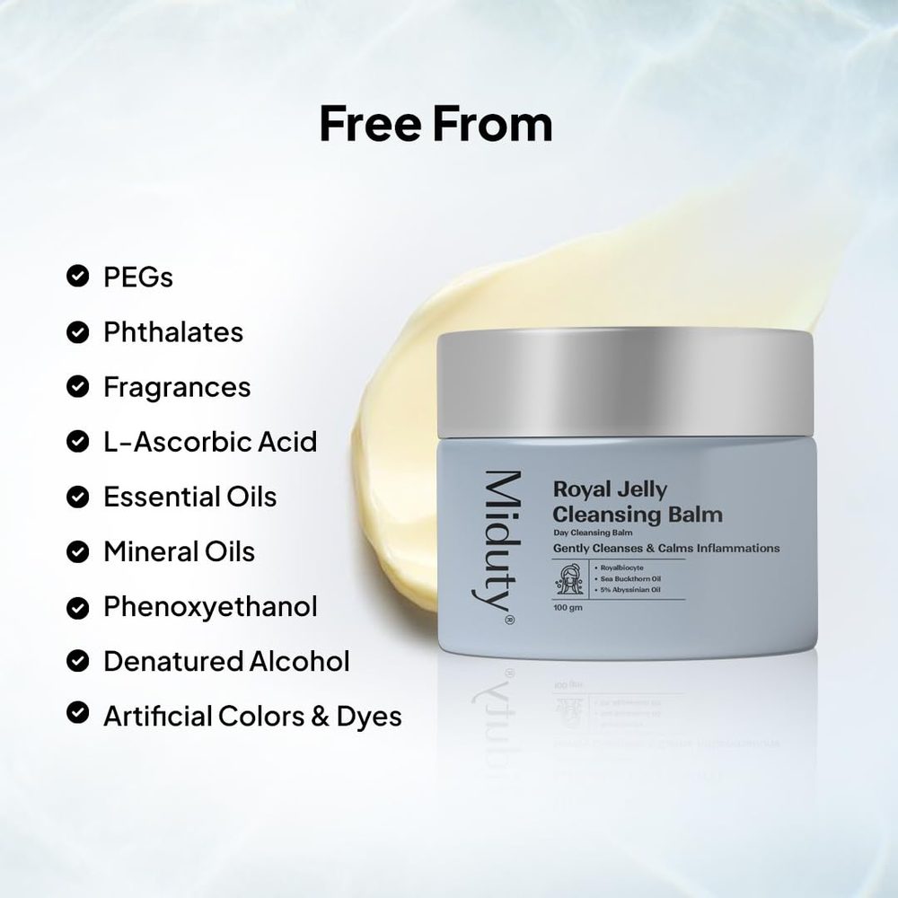 Miduty Royal Jelly Cleansing Balm | Gentle, Hydrating Balm Cleanser for Makeup, Skincare, & Sunscreen Removal | Morning & Evening Balm Cleanser |All Skin Types, Including Sensitive Skin | 100 grams