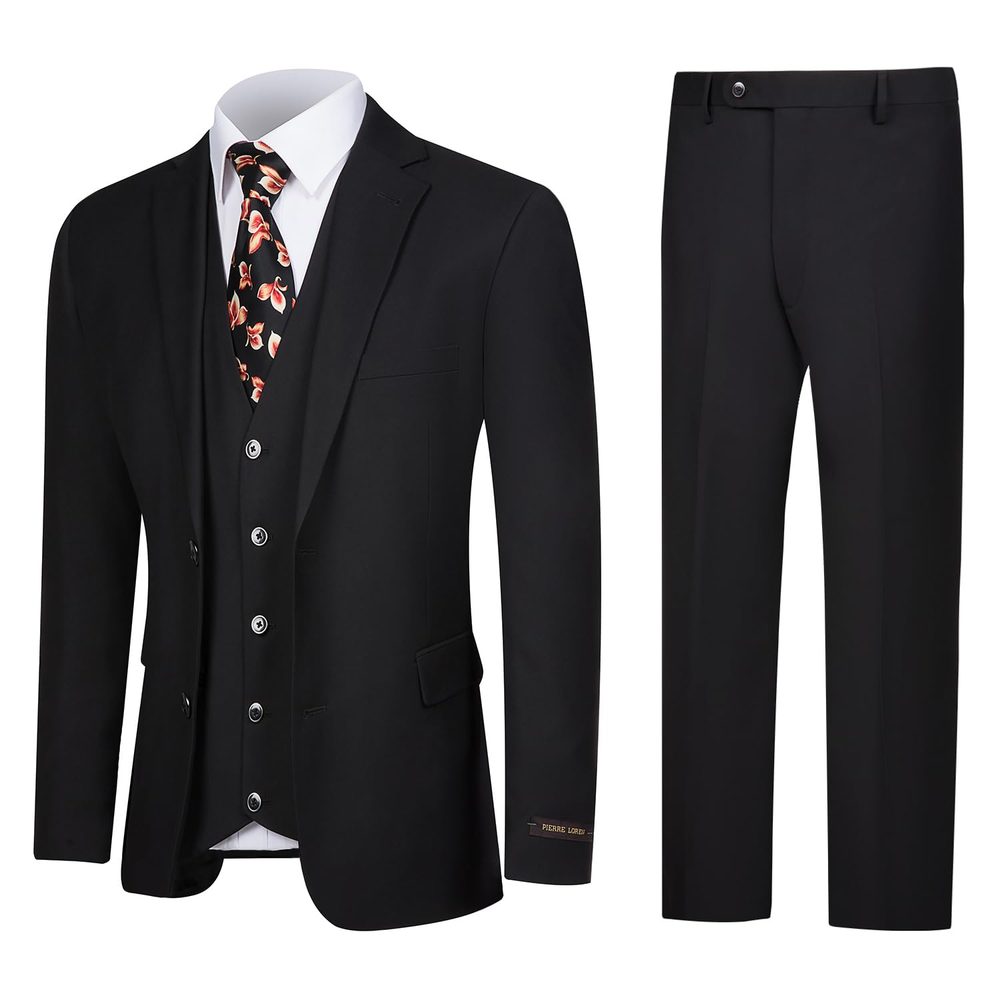 Men's 3 Piece Suit Slim Fit - Single Breasted Two Buttons Solid Business Wedding Suit Jacket Vest Pants Set