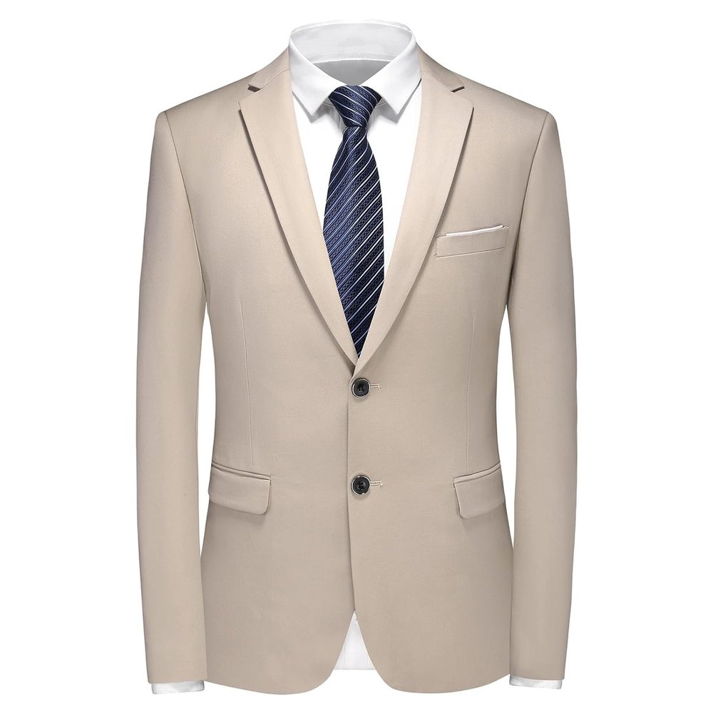 Men's Suit Set - Slim Fit Business & Wedding Suit with Blazer, Vest & Trousers - Two Buttons Tuxedo Suit for Men