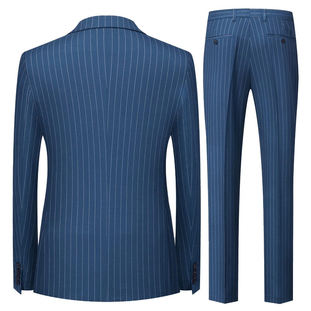 UNINUKOO Men's Suits 2 Piece Pinstripe Double Breasted Tuxedo Suit for Men Slim Fit Formal Dress Blazer Jacket Pants