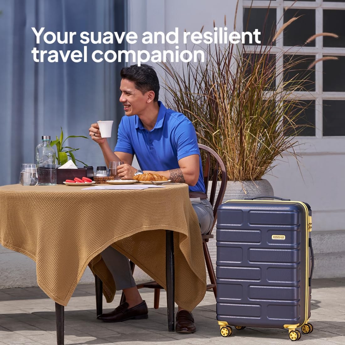 American Tourister Bricklane+ | Large Size Check-in Trolley Bag (80 cm) | 360° 8 Wheel Travel Luggage | Hard Case Polycarbonate(PC) Suitcase | Mounted Lock | Charcoal Grey