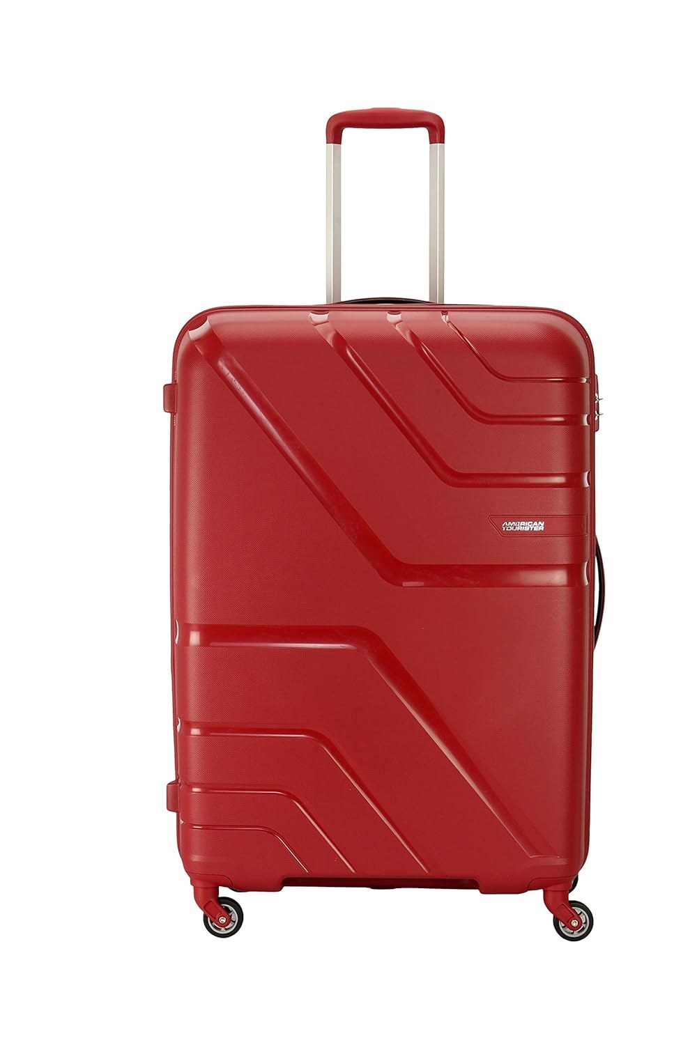 American Tourister Polypropylene 4 Wheels Trolley Bag for Travel | Upland Spinner 79 Cms Hardsided Large Check-in Luggage Bag | Suitcase for Travel | Trolley Bag for Travelling, Formula Red