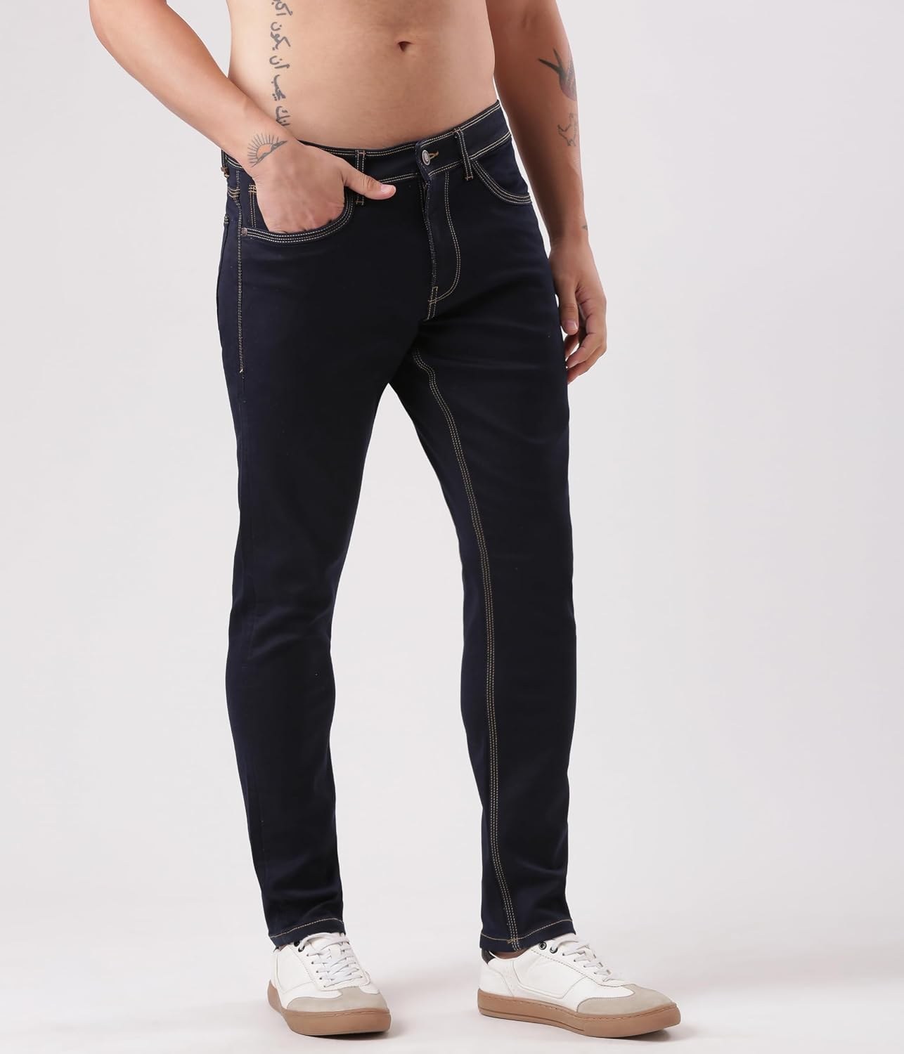 TURMS Men's Cool Tech Travel Edition Jeans, Odor Control & UV Protectant, Mid Rise Traveler Comfort Denim, Stretchable & Comfortable, Cotton Rich Fabric