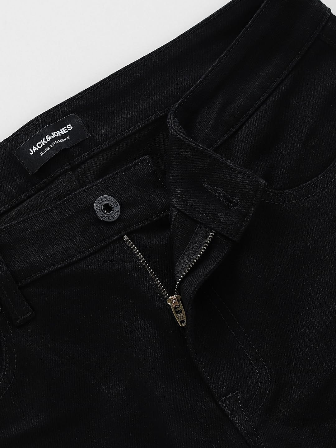 Jack & Jones Men's Low Rise Regular Fit Black Jeans