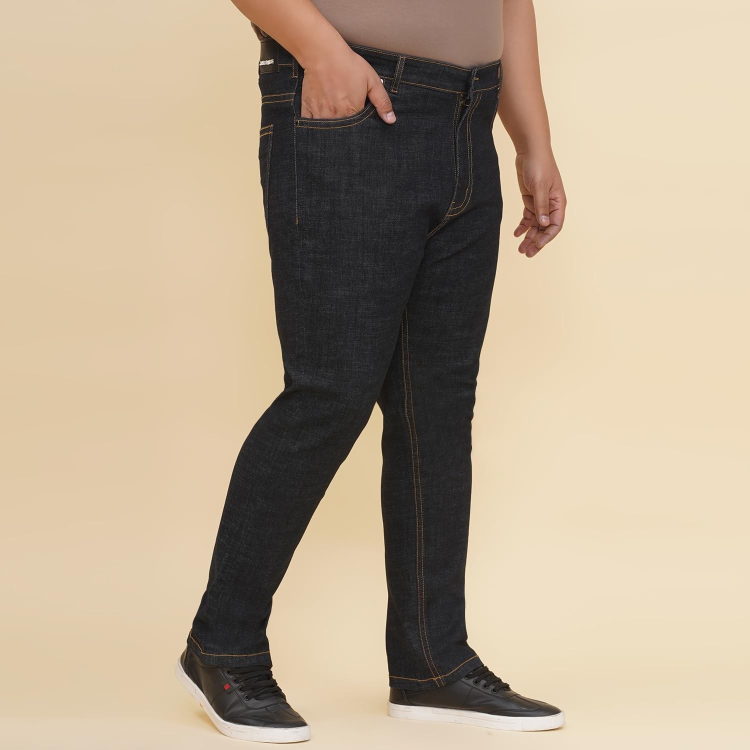 JOHN PRIDE Plus Size Men Regular Fit Mid Rise Stretchable Navy Blue Jeans