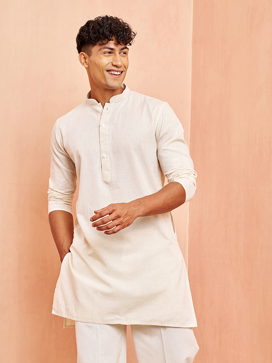 Men's Cream Pure Cotton Kurta