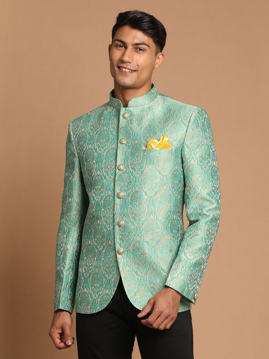 Men's Green Woven Jodhpuri