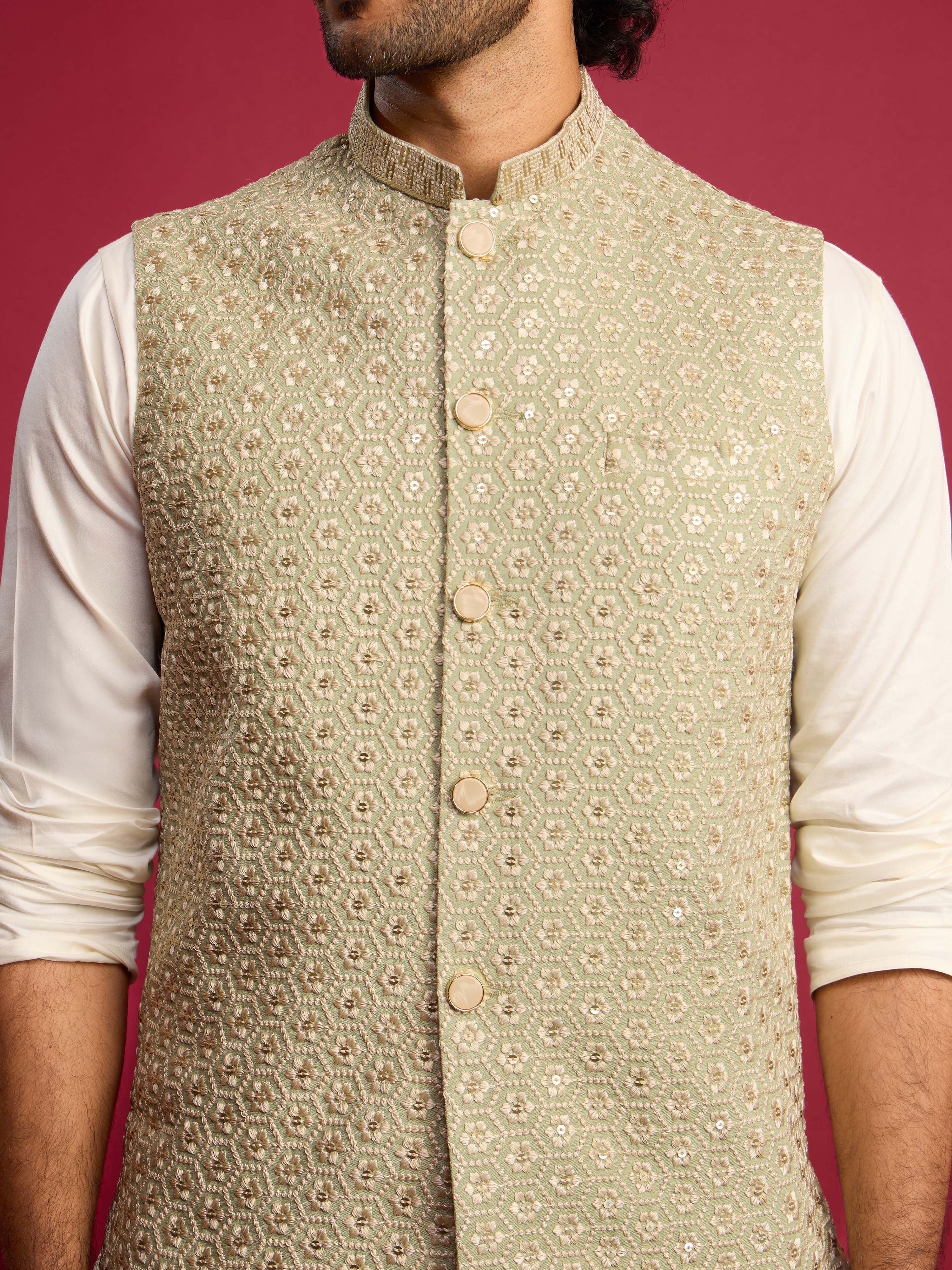 Men's Pista Green - Nehru Jacket