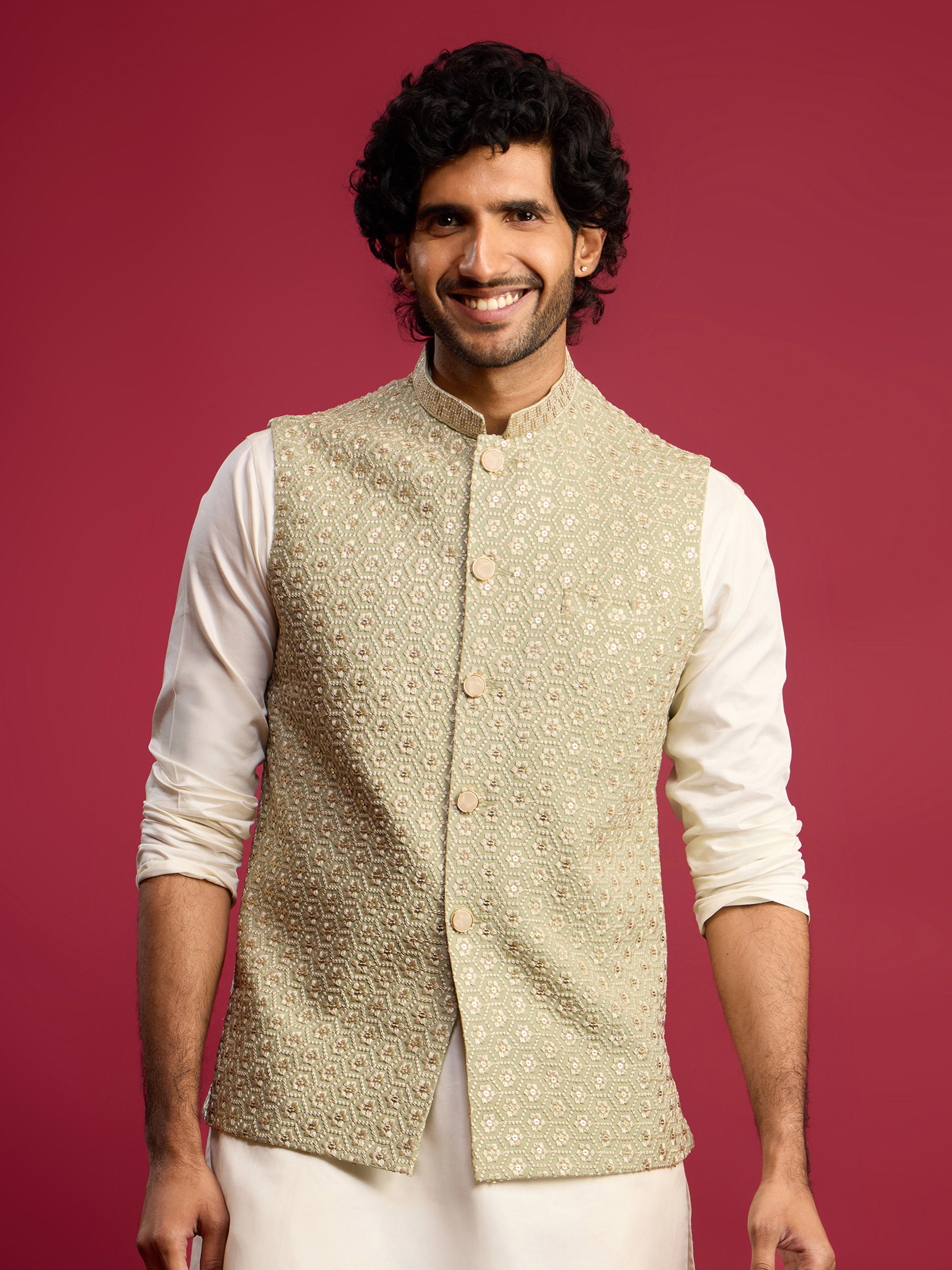 Men's Pista Green - Nehru Jacket