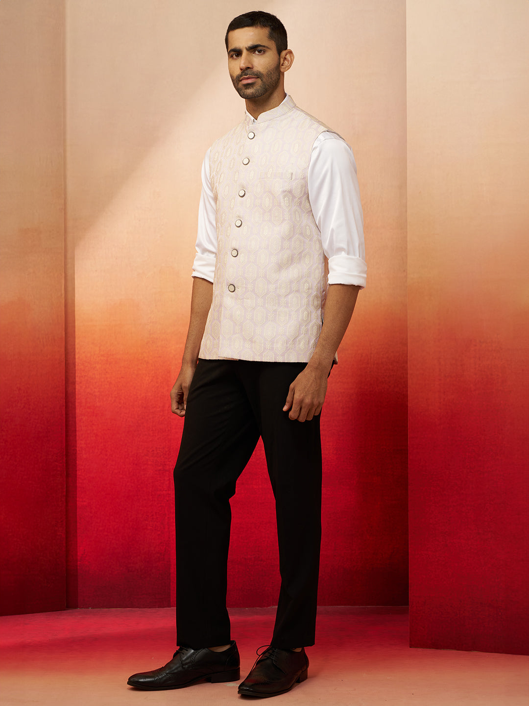 Men Purple Silk Nehru Jacket